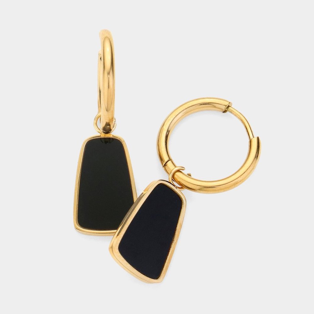 Dorit- Stainless Steel  geometric Enamel Charm Dangle Earrings Accessory Vault